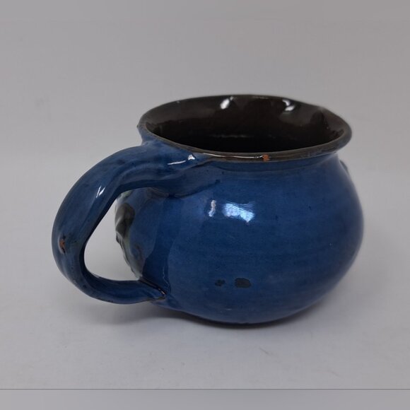 CH Brannam Barum Pottery Ceramic Mini Jug 1900 Dated Frog Fish Waves Blue 2.25" - Picture 7 of 16